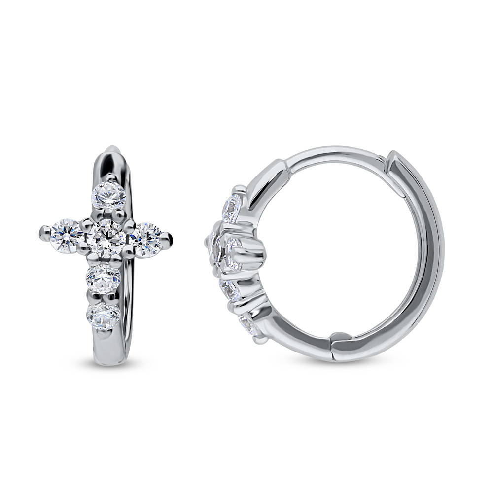 Silver Cross CZ Small Fashion Huggie Earrings 0.5 inch – BERRICLE Silver Cross CZ Small Fashion Huggie Earrings 0.5 inch – BERRICLE
