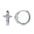 Cross CZ Small Huggie Earrings in Sterling Silver 0.5"