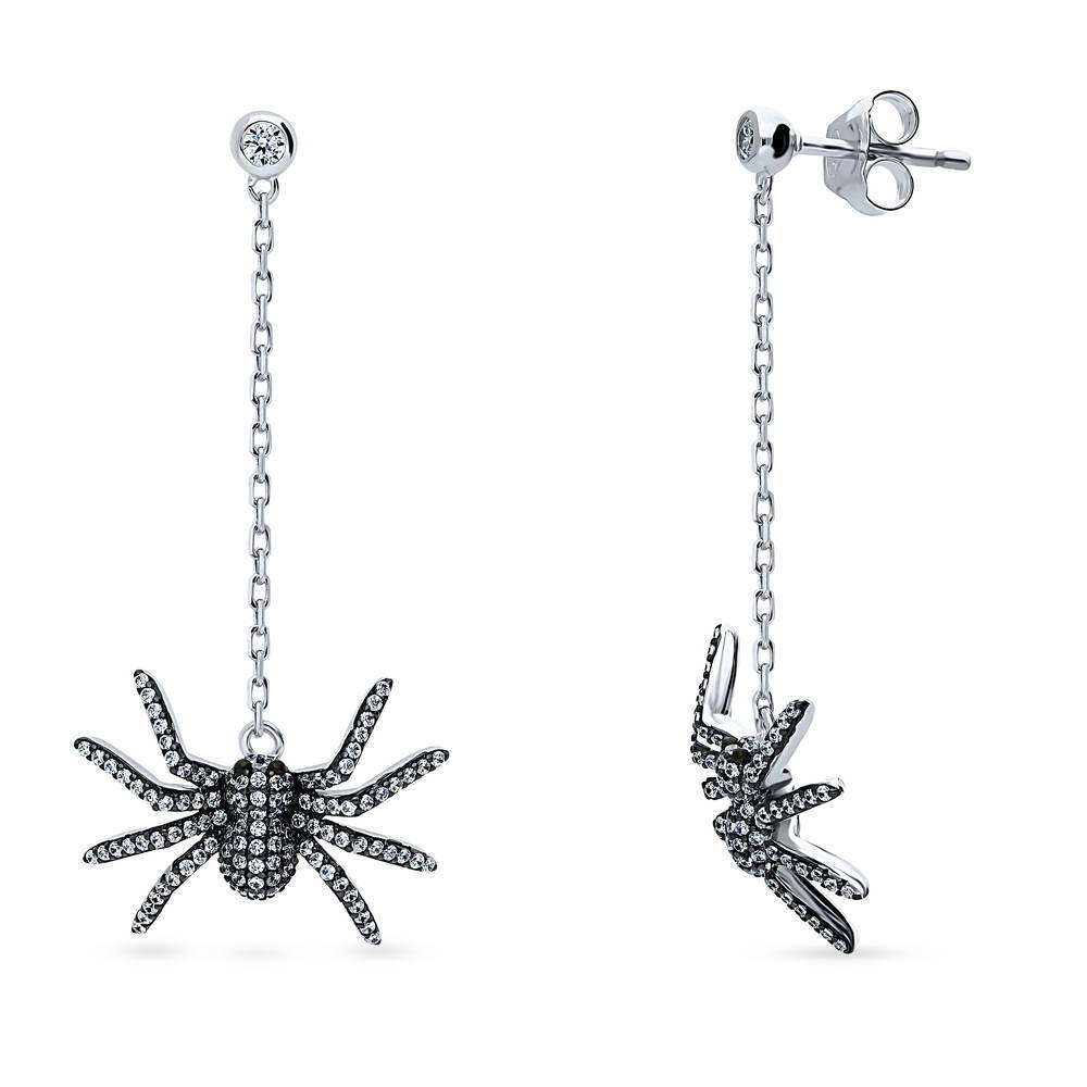 Spider CZ Dangle Earrings in Sterling Silver