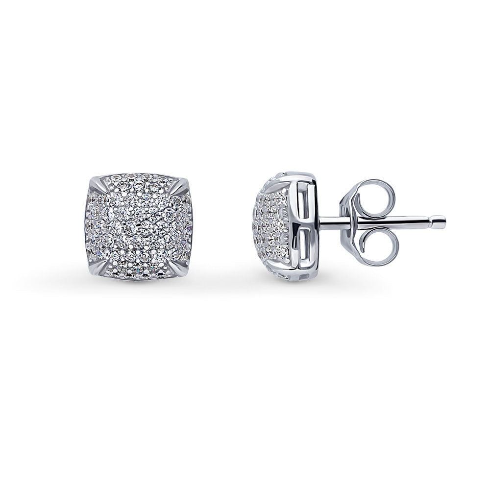 Square CZ Stud Earrings in Sterling Silver