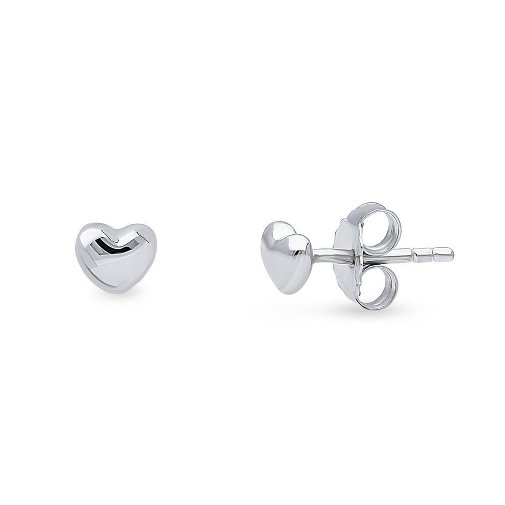 Heart Stud Earrings in Sterling Silver, 1 of 7