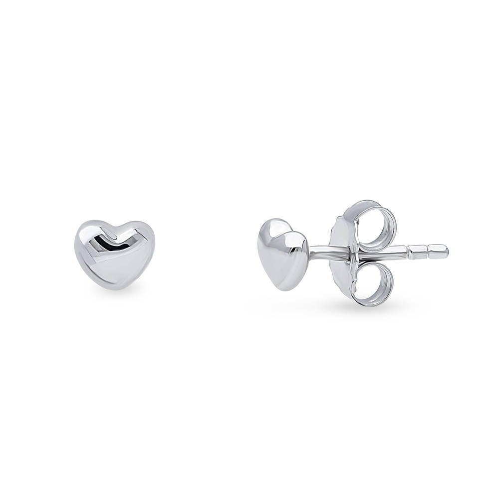 Heart 2 Pairs Huggie and Stud Earrings Set in Sterling Silver, 4 of 18