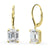 Solitaire 7.6ct Emerald Cut CZ Leverback Earrings in Sterling Silver