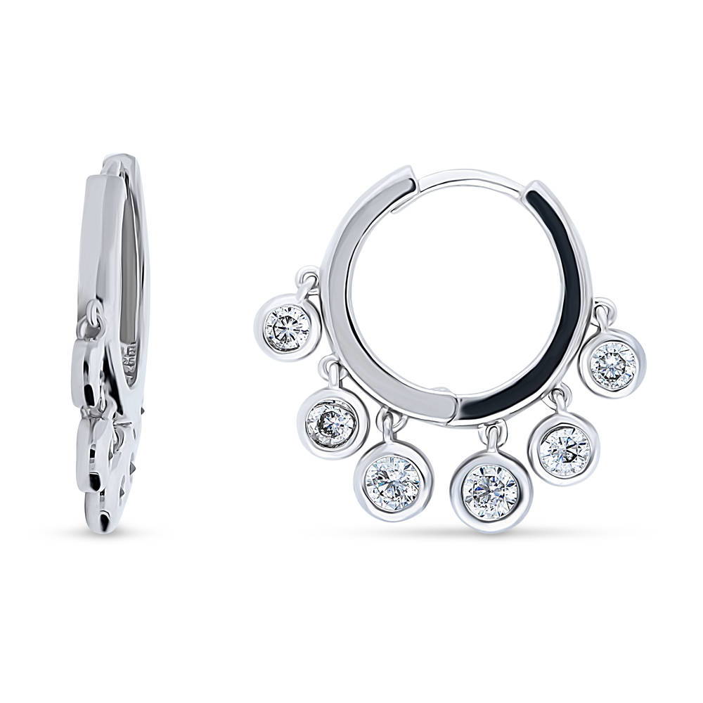 Bubble CZ Small Huggie Earrings in Sterling Silver 0.54"