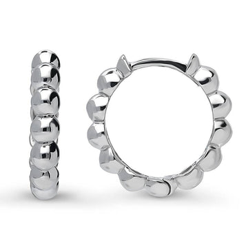 Bead Small Huggie Earrings in Sterling Silver 0.57"
