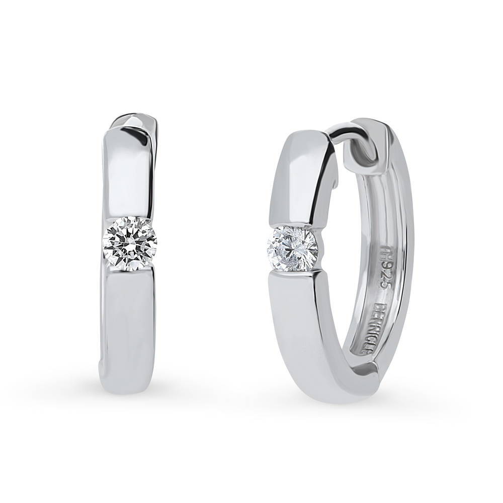 Solitaire Round CZ Hoop Earrings in Sterling Silver 0.22ct, 3 Pairs, 4 of 19