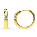 Front view of Solitaire CZ Small Hoop Earrings in Sterling Silver 0.6 inch, Gold Flashed