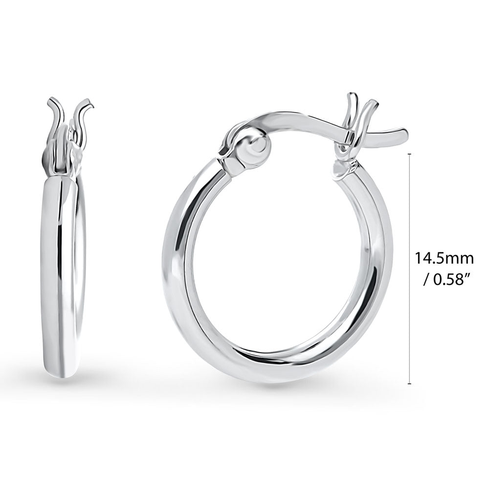 Front view of Small Hoop Earrings in Sterling Silver 0.58 inch, 4 of 8