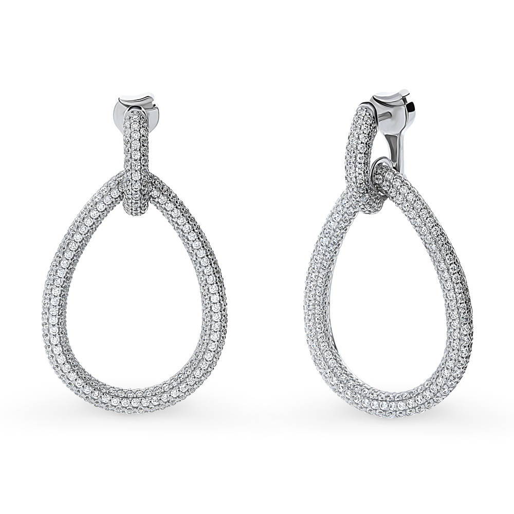 Teardrop CZ Statement Dangle Earrings in Sterling Silver