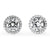 Halo Round CZ Stud Earrings in Sterling Silver