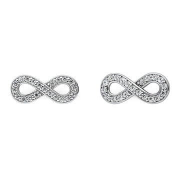 Infinity CZ Stud Earrings in Sterling Silver