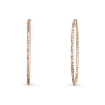 CZ Large Inside-Out Hoop Earrings in Sterling Silver 2.5"