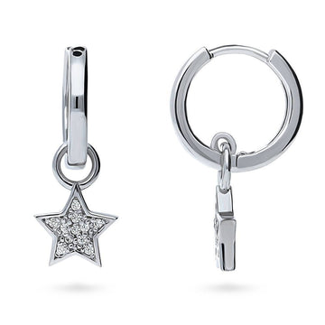 Star CZ Dangle Earrings in Sterling Silver