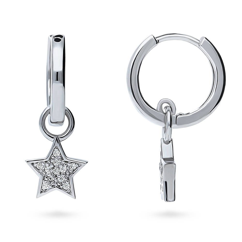 Star CZ Dangle Earrings in Sterling Silver, 1 of 6