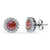 Halo Kaleidoscope Round CZ Stud Earrings in Sterling Silver