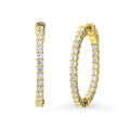CZ Small Inside-Out Hoop Earrings in Sterling Silver 1 inch, Yellow Gold Flashed