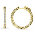 Front view of CZ Small Inside-Out Hoop Earrings in Sterling Silver 1 inch, Yellow Gold Flashed
