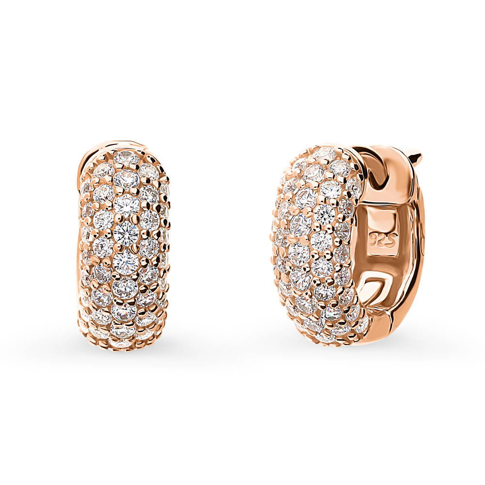 Dome CZ Mini Cartilage Huggie Earrings in Sterling Silver 0.5 inch, Rose Gold Flashed