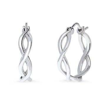Woven Medium Hoop Earrings in Sterling Silver 0.8"