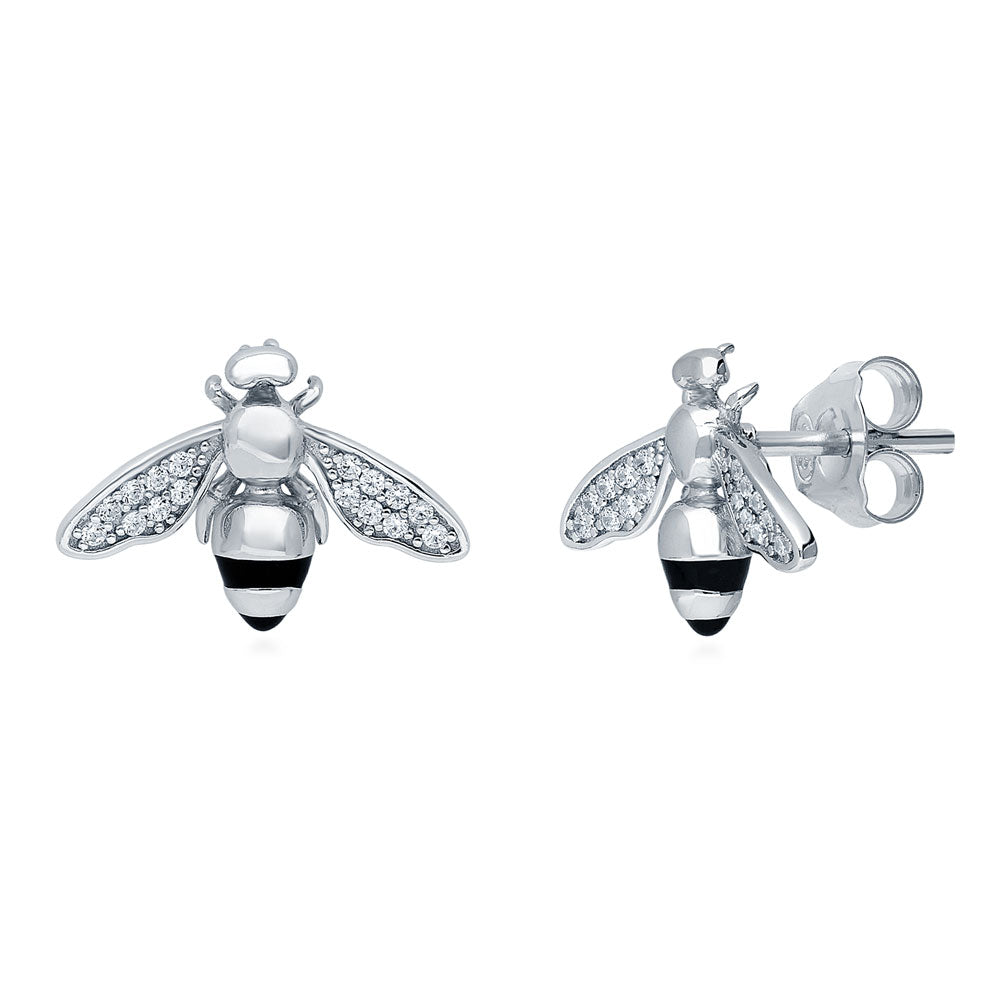 Bee CZ Necklace and Earrings Set in Sterling Silver