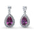 Halo Pear CZ Dangle Earrings in Sterling Silver