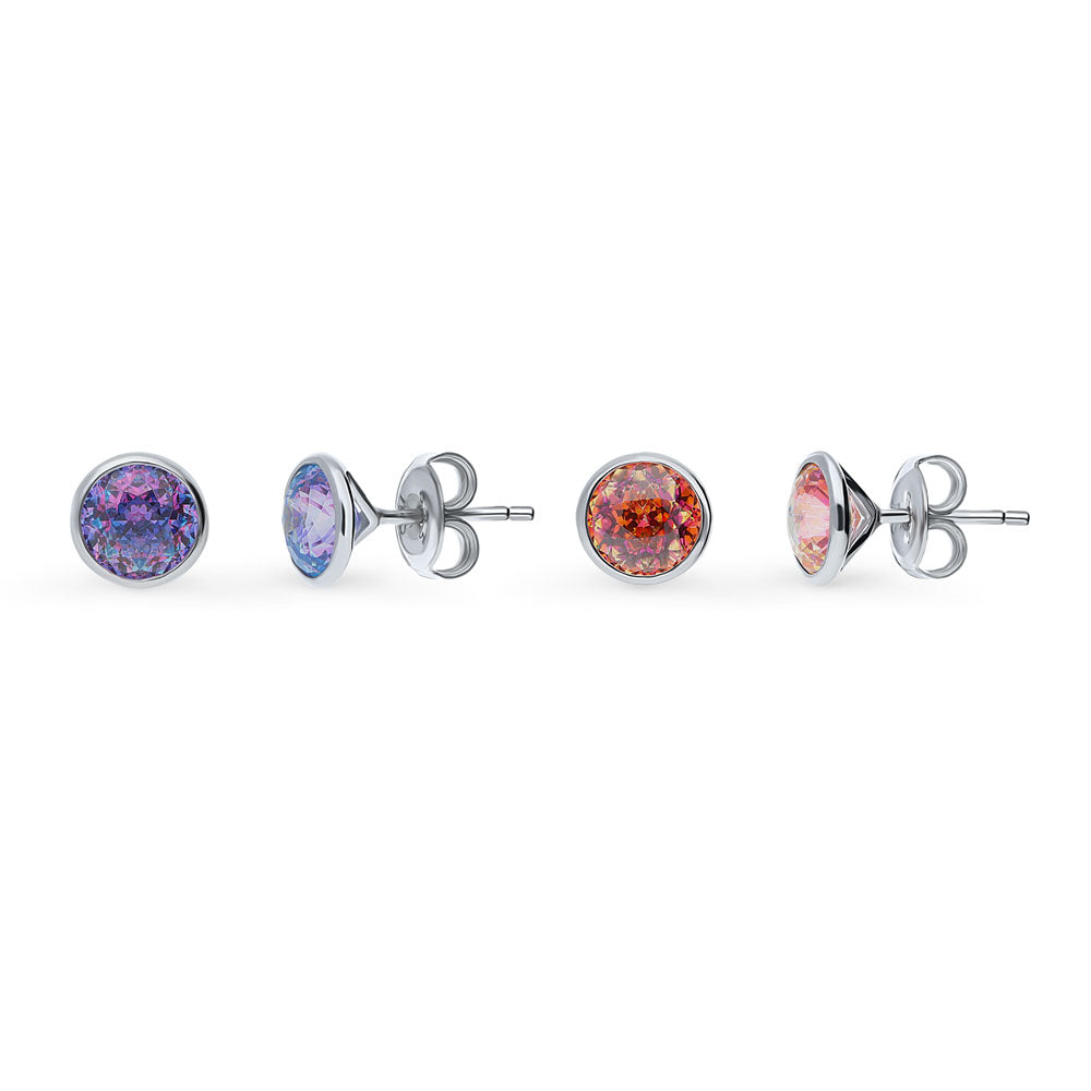 Solitaire Bezel Set Round CZ Stud Earrings in Sterling Silver 1.6ct, 2 of 13