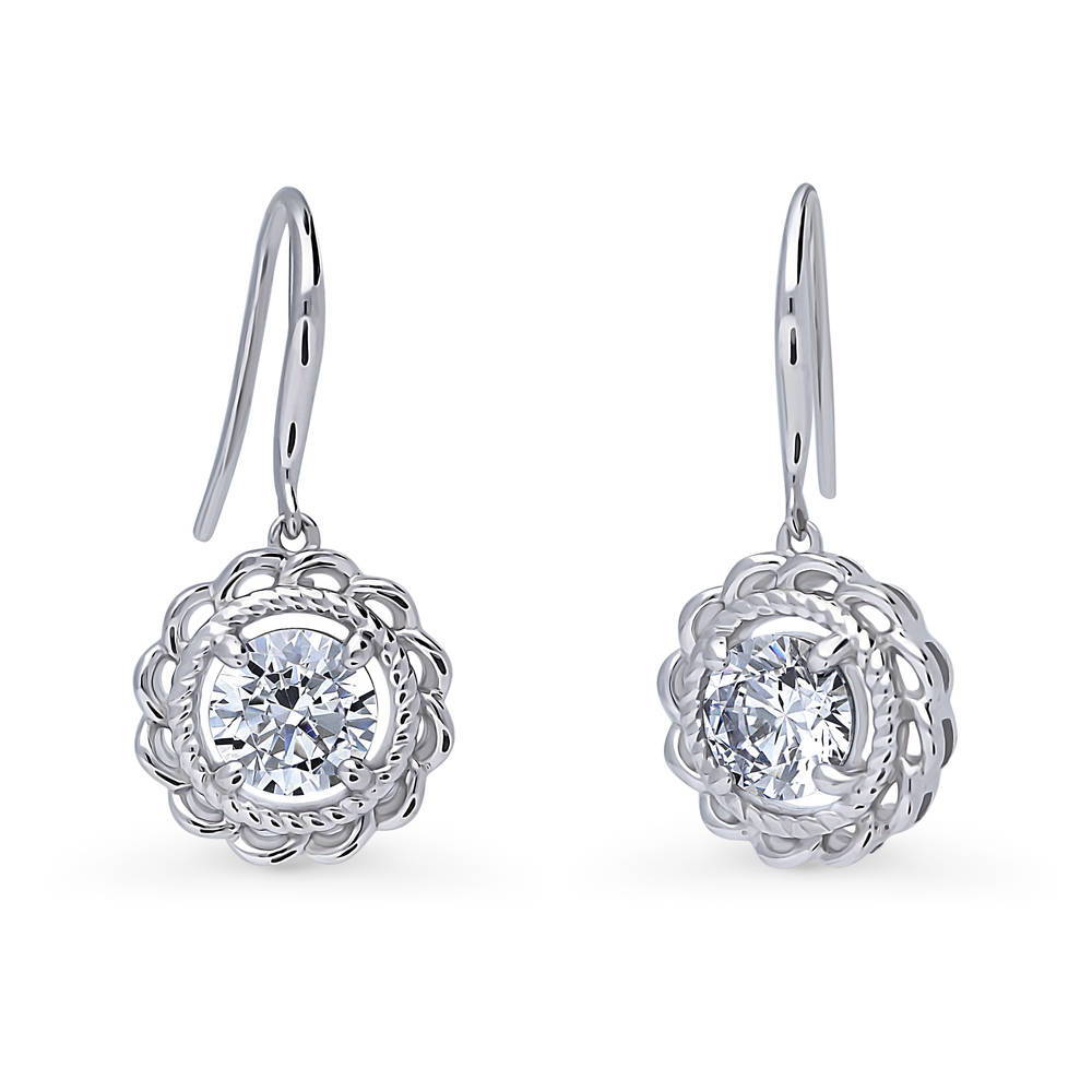 Flower Solitaire CZ Necklace and Earrings Set in Sterling Silver, 4 of 10