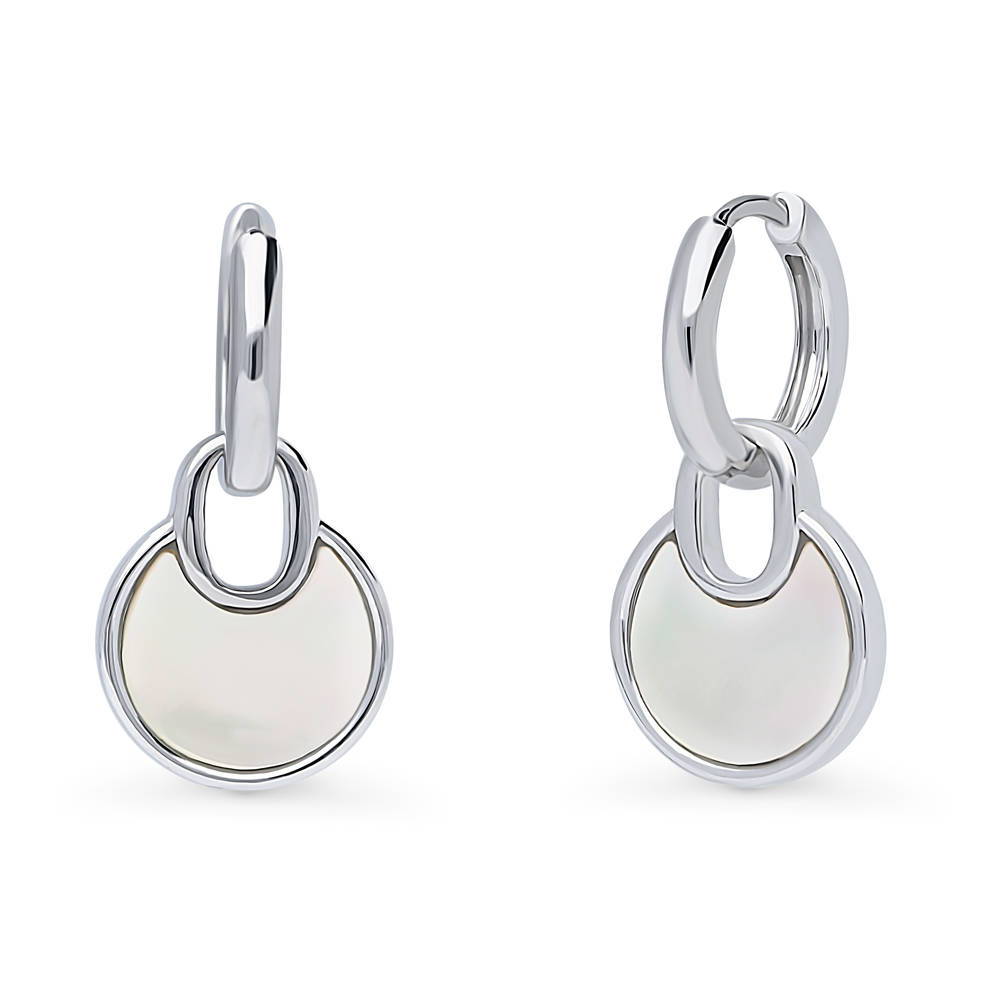 Lock Mother Of Pearl Dangle Earrings in Sterling Silver, 1 of 7