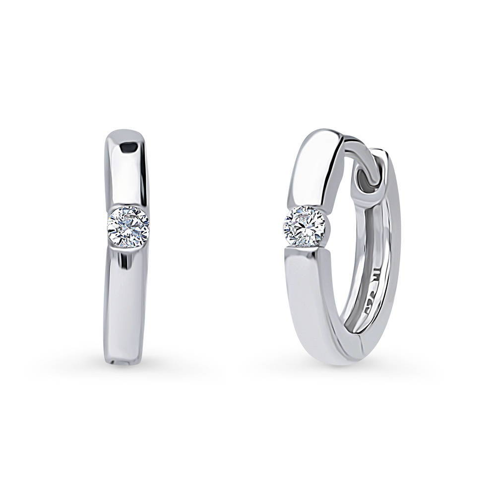 Solitaire Round CZ Hoop Earrings in Sterling Silver 0.24ct, 2 Pairs