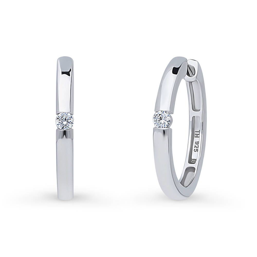 Solitaire Round CZ Hoop Earrings in Sterling Silver 0.24ct, 2 Pairs, 5 of 15
