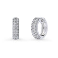 Dome CZ Small Hoop Earrings in Sterling Silver, 0.66 inch