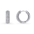 Front view of Dome CZ Small Hoop Earrings in Sterling Silver, 0.66 inch