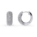 Front view of Dome CZ Small Hoop Earrings in Sterling Silver, 0.62 inch