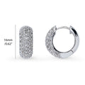 Angle view of Dome CZ Small Hoop Earrings in Sterling Silver, 0.62 inch