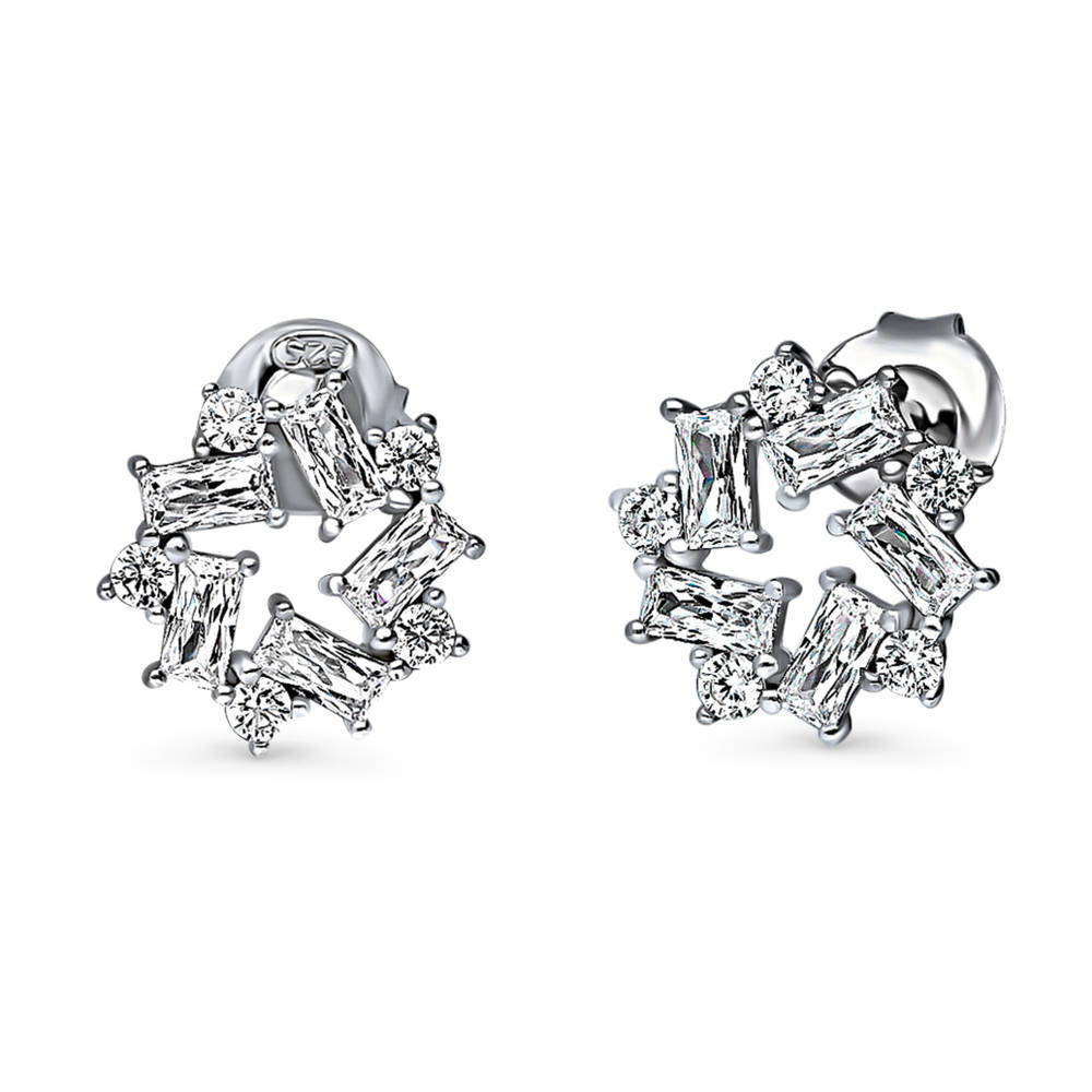 Wreath CZ Stud Earrings in Sterling Silver