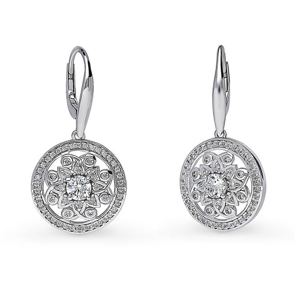 ☆ENGBROX☆ silver925 line flower cubic earring EBEA25014SV Bouquet Of Flower Shaped Cubic Zirconia CZ Clip On Earrings