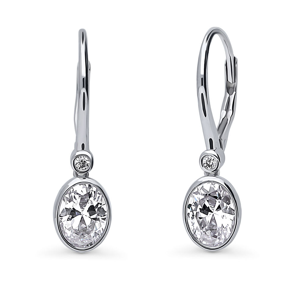 CZ Dangle Earrings in Sterling Silver, 2 Pairs
