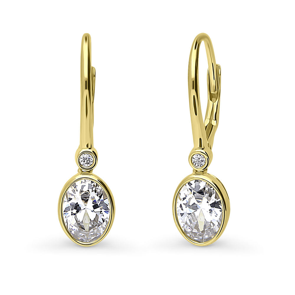 CZ Leverback Earrings in Sterling Silver