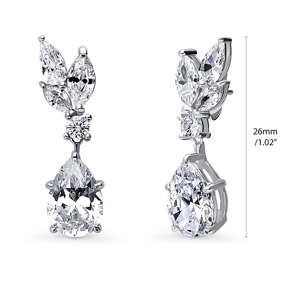 Cluster CZ Dangle Earrings in Sterling Silver