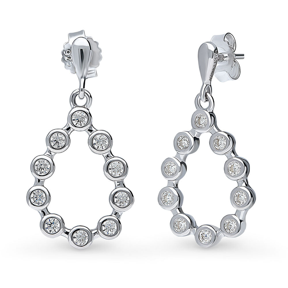 Bubble Teardrop CZ Dangle Earrings in Sterling Silver