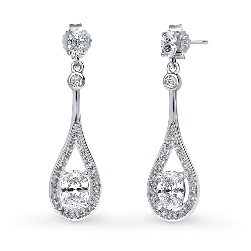 Teardrop CZ Necklace and Earrings Set in Sterling Silver, 4 of 11