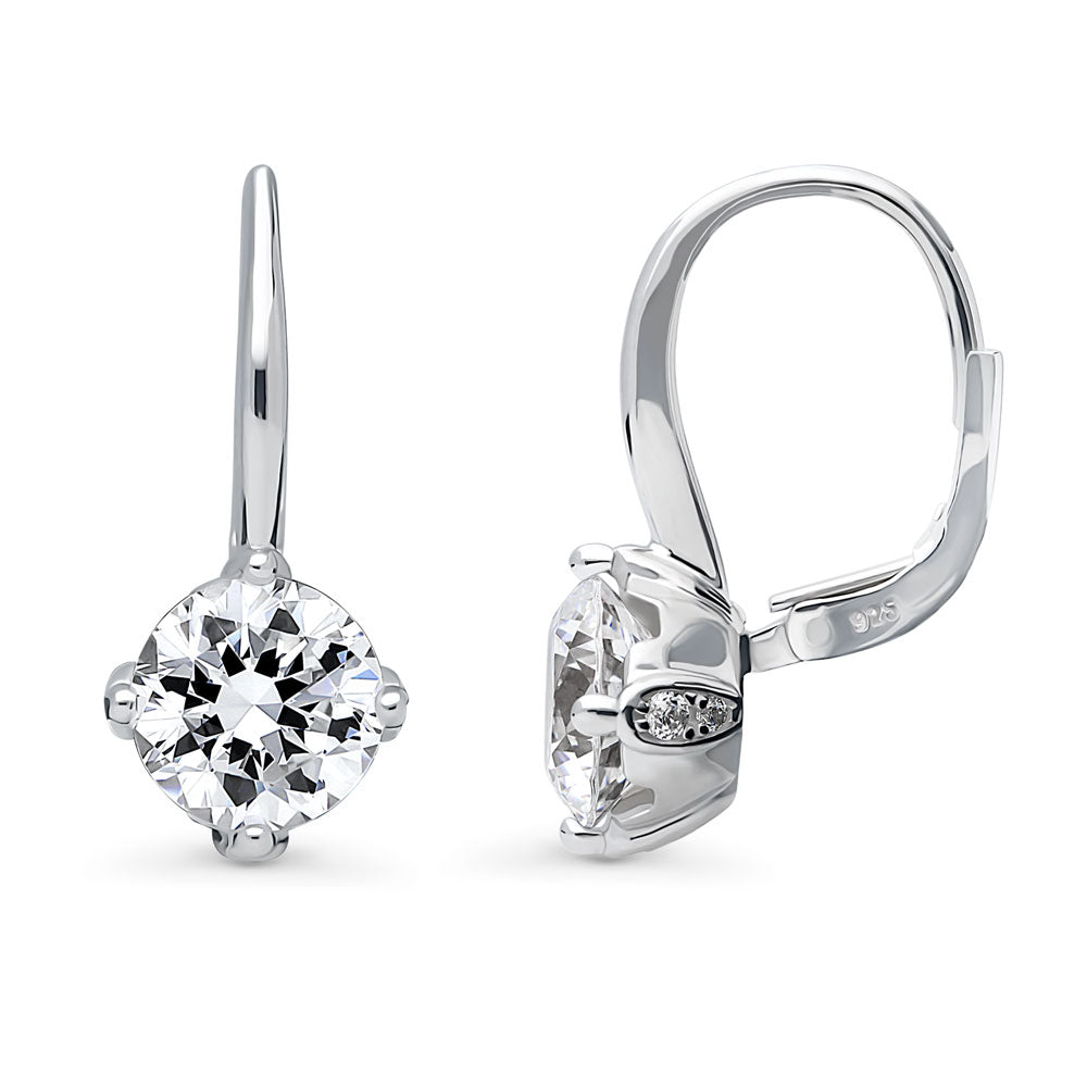 Front view of Solitaire CZ Necklace and Earrings in Sterling Silver, 7 of 13