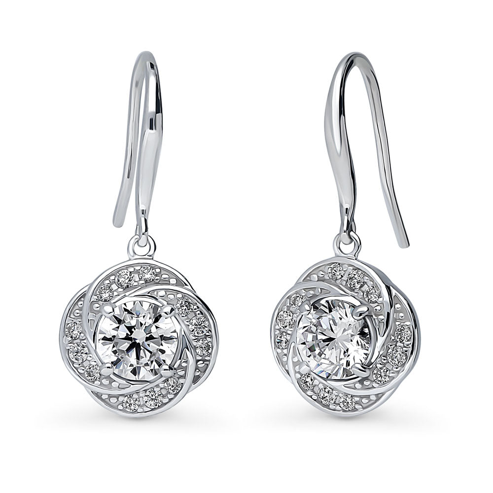 Flower Halo CZ Necklace and Earrings Set in Sterling Silver, 3 of 12