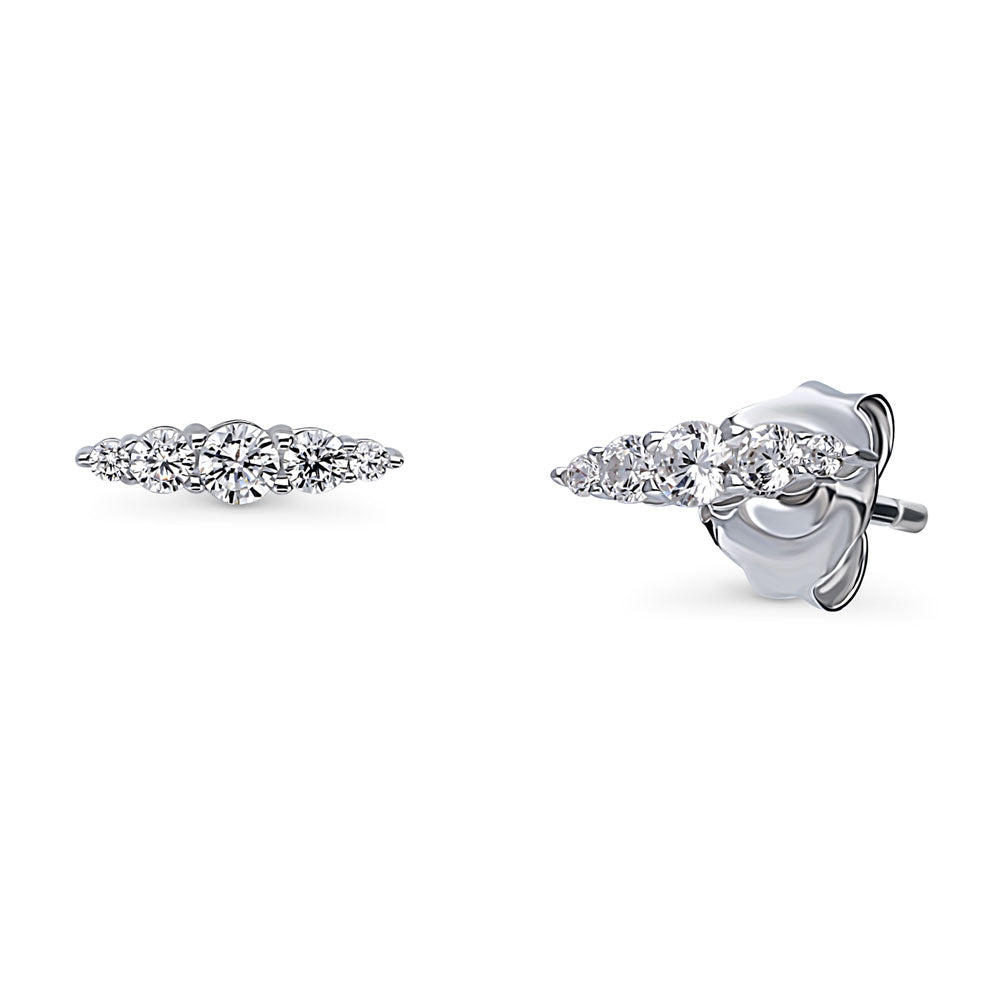 Bar CZ Stud Earrings in Sterling Silver, 1 of 6