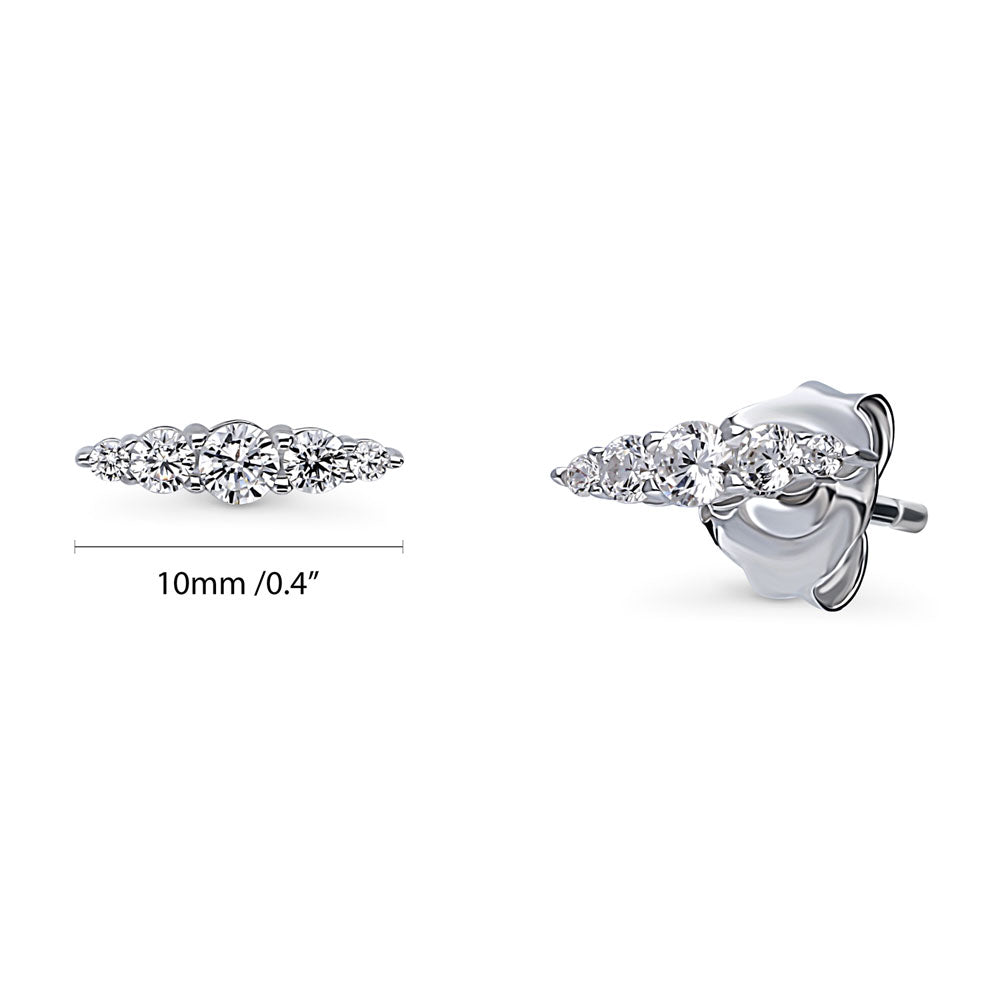 Front view of Bar CZ Stud Earrings in Sterling Silver, 3 of 6