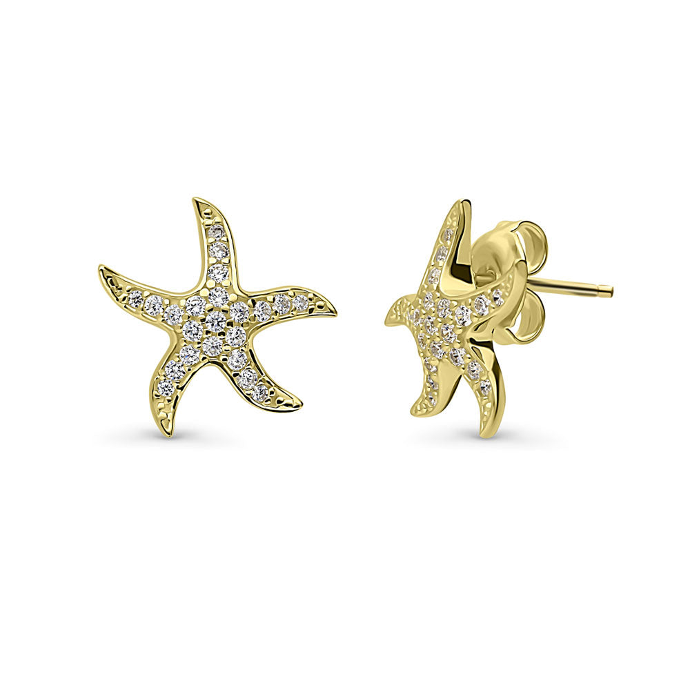 Starfish CZ Stud Earrings in Sterling Silver, 1 of 12