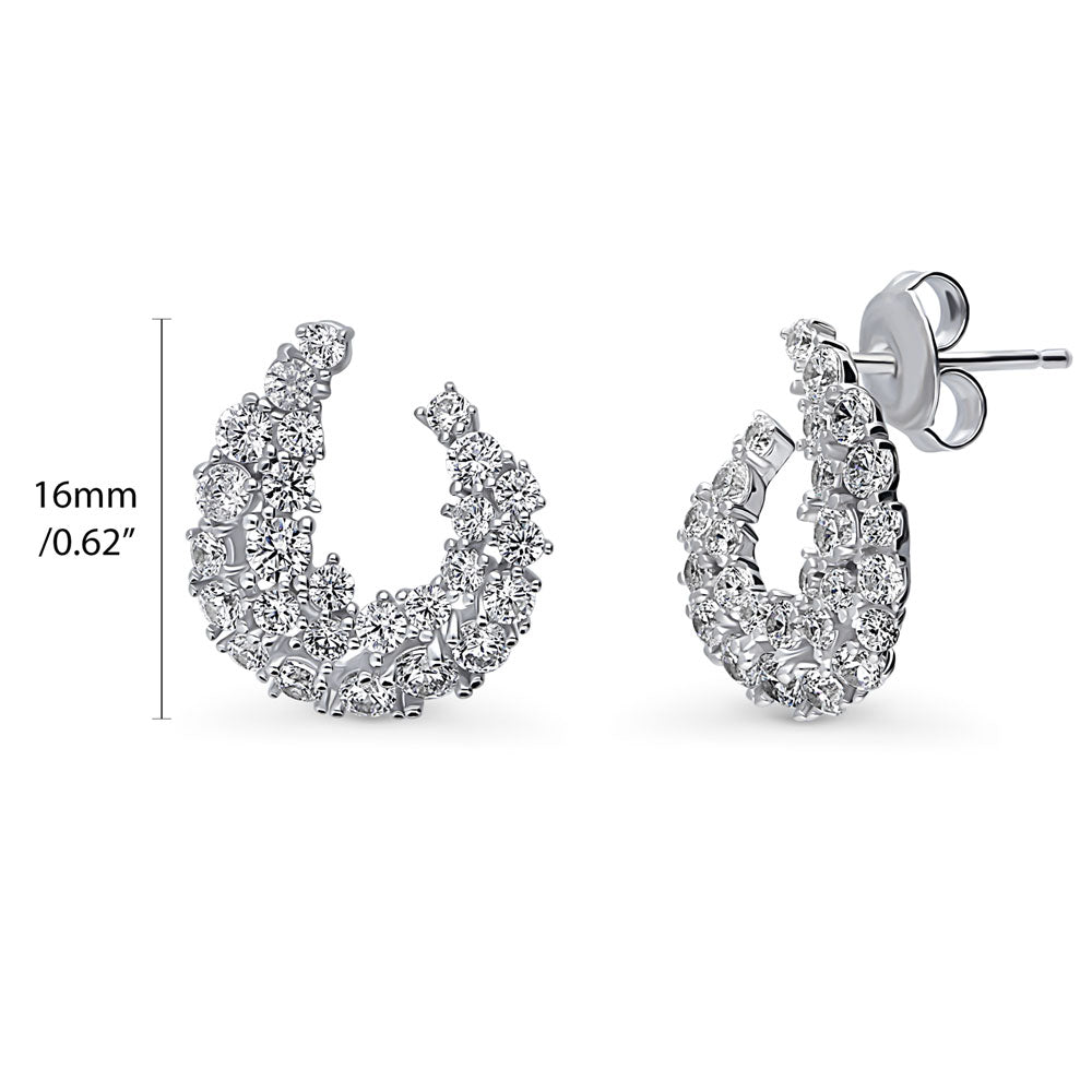 Front view of Cluster Wrap CZ Stud Earrings in Sterling Silver, 4 of 11