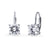 Solitaire Round CZ Leverback Dangle Earrings in Sterling Silver
