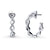 Woven CZ Medium Half Hoop Earrings in Sterling Silver 0.8"