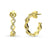 Woven CZ Medium Half Hoop Earrings in Sterling Silver 0.8"